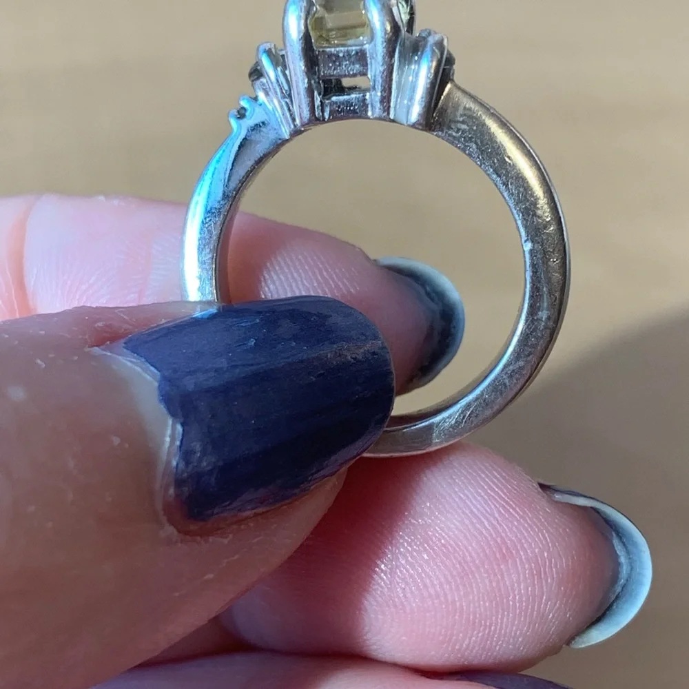 VINTAGE YELLOW PASTE STONE RING 925 STERLING SILVER
